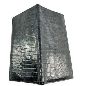 Genuine BALLY Black Lizard Casual Long Checkook Wallet Made In Italy